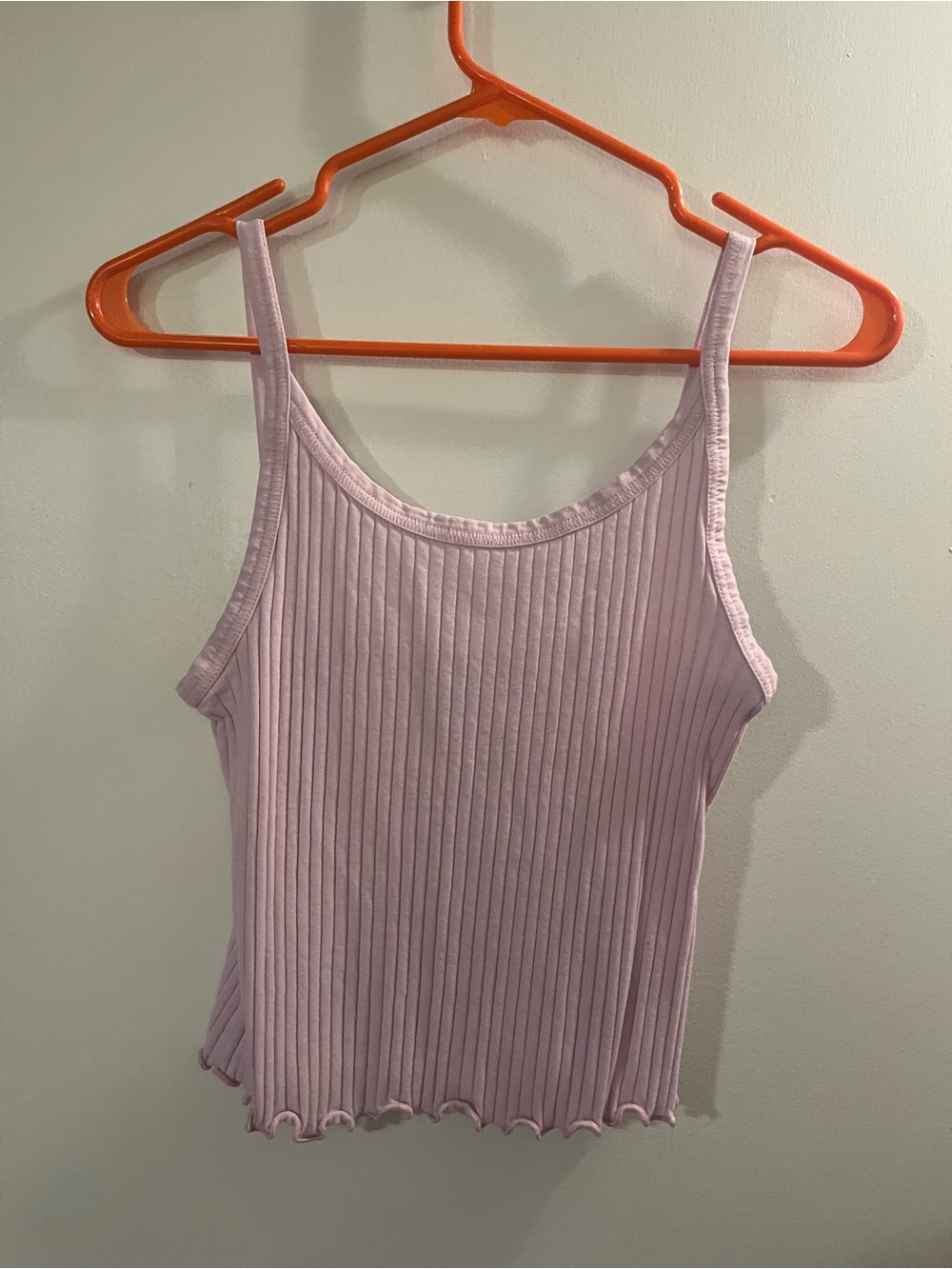 Old Navy Light Pink Ribbed Lettuce-Edge Cami